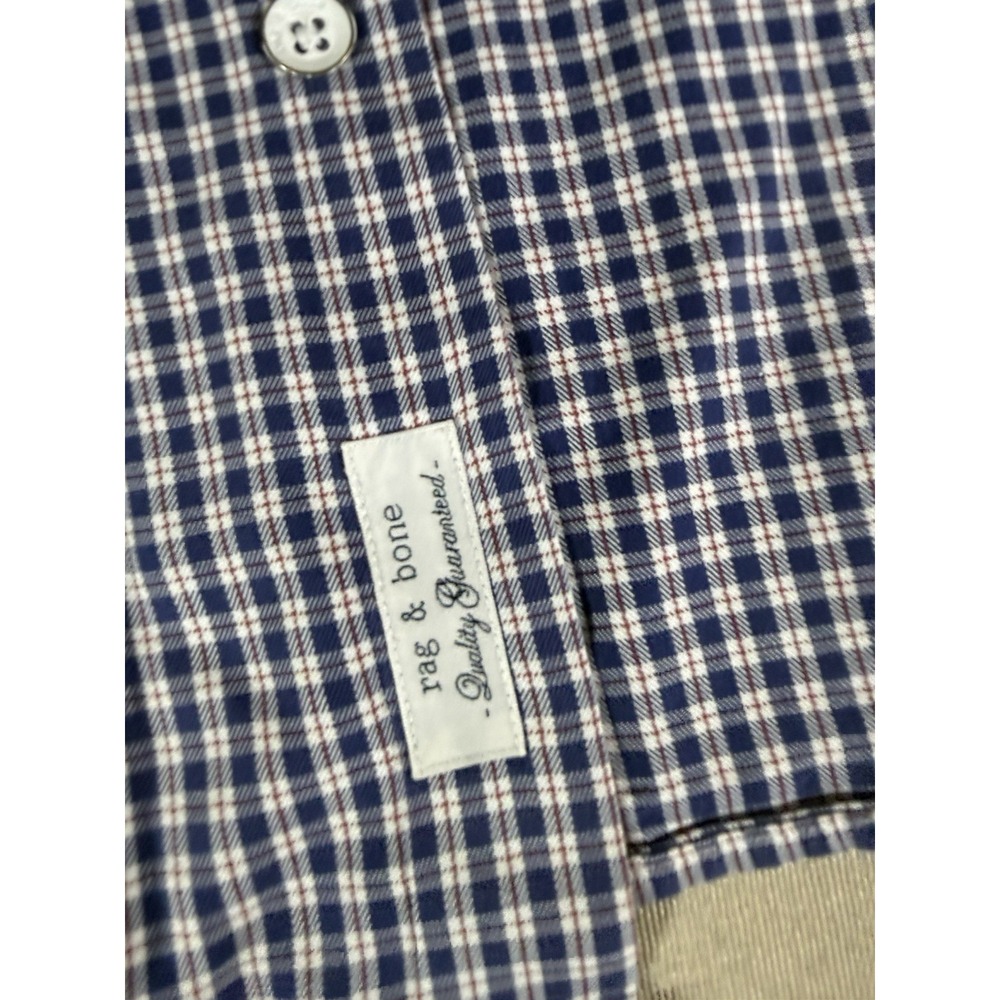 Rag & Bone Shirt Adult Size 15.5 Blue Tartan Plaid Button Down Mens Medium - Picture 4 of 9